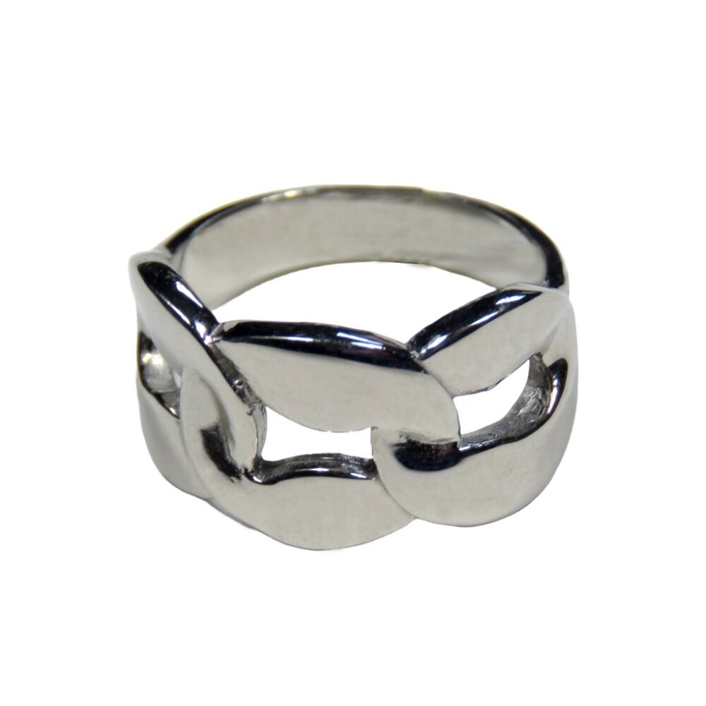 Inox Women's Polished Stainless Steel Chain Pattern Ring